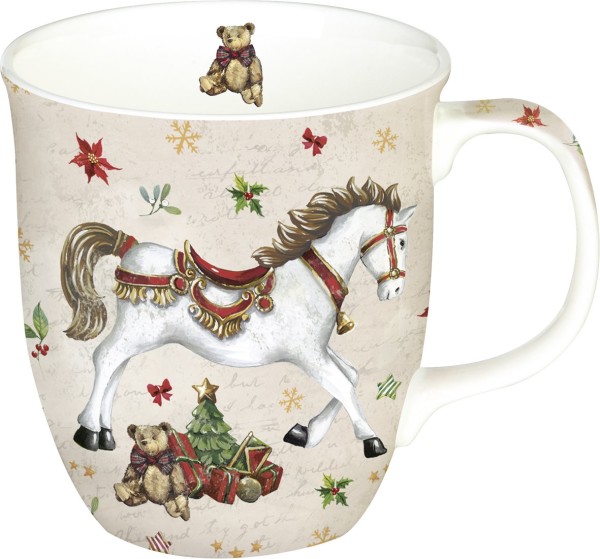 Ihr FESTIVE HORSE cream BOC 971460 Bone China Becher