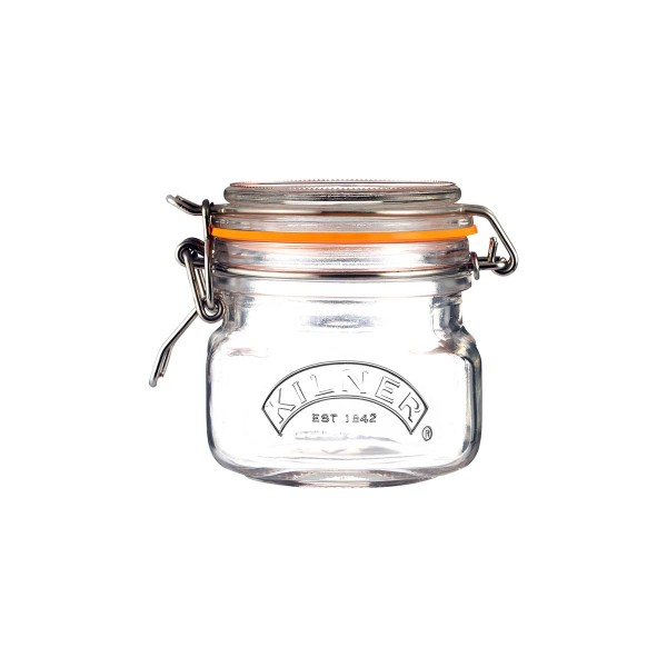 Kilner Einkochglas 0025.073 Quadratisches Bügelverschluss Glas, 0,25l