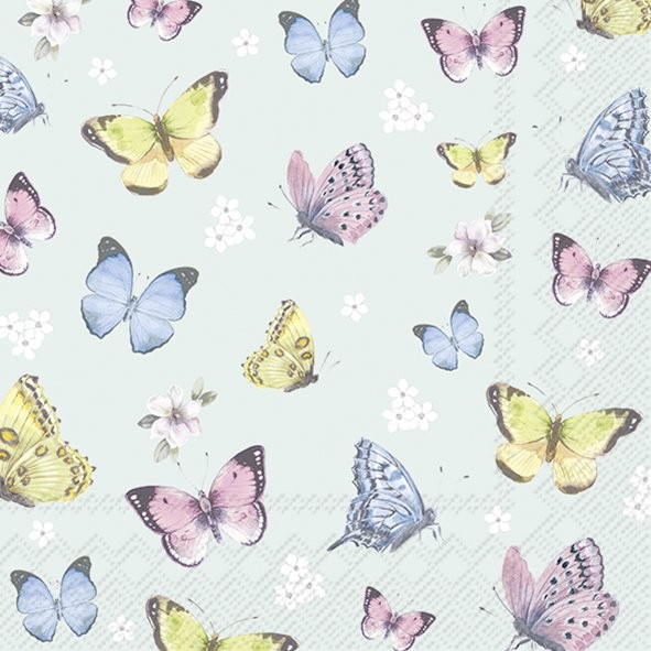 Ihr ROMANTIC BUTTERFLIES lig. blue L1031749 Lunch-Servietten