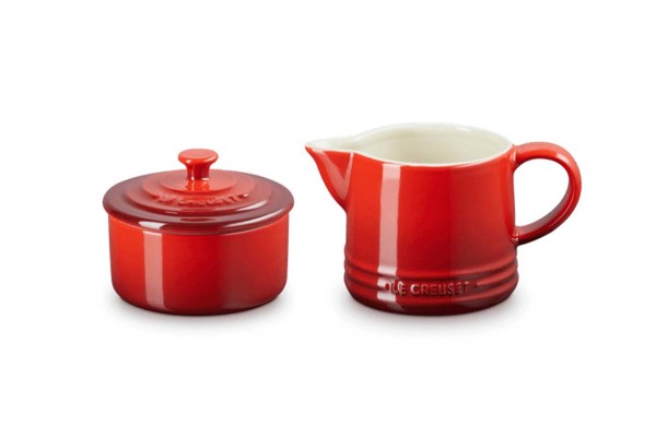 Le Creuset Steinzeug 89331000600003 Milch und Zucker Set 0,3/0,25L - Kirschrot