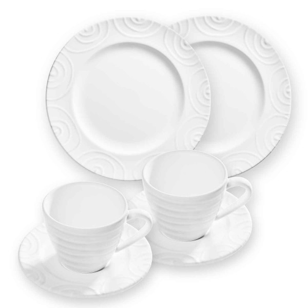 Gmundner Weißgeflammt 0107STSG06SET Frühstücksset für 2 Gourmet