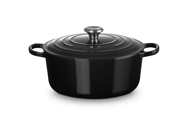 Le Creuset Gusseisen - Signature 21177281402430 Bräter rund 28cm 6,7L - Schwarz Glänzend