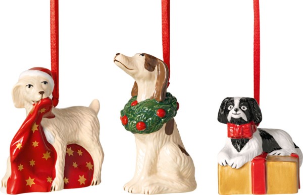Villeroy &amp; Boch Nostalgic Ornaments 14-8331-6692 Ornamente Hunde 3tlg.