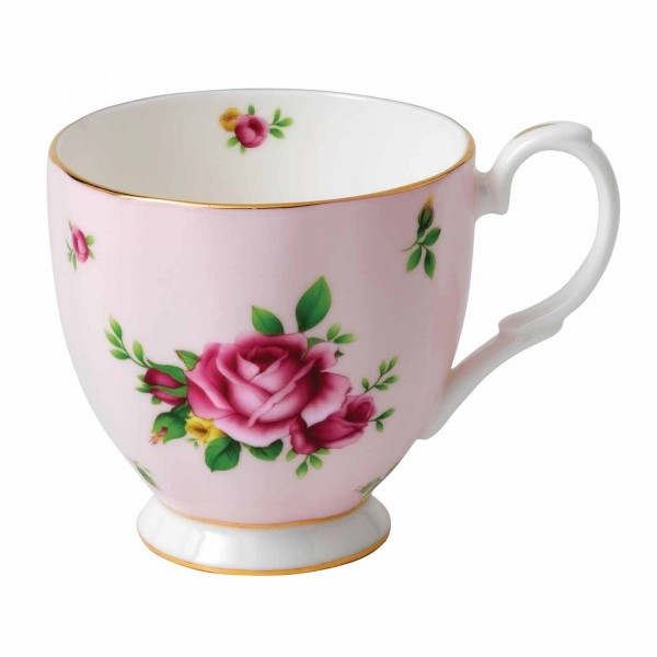 Royal Albert New Country Roses Pink Becher mit Henkel auf Fuß (02397) 0,3 l