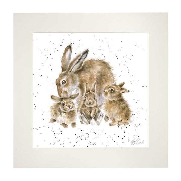 Wrendale Mounted Prints MP202 "Furever and Always" - Hase mit Babys
