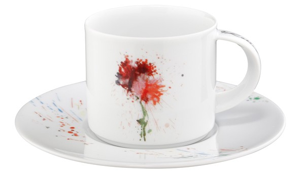 Tettau Oskar Kollar Geranienblüte Kaffeetasse mit Untere