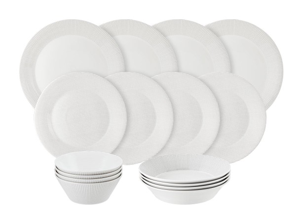 Royal Doulton Pacific Stone Dinner Set 16-tlg: (4x Teller 28cm, 4x Teller 23cm, 4x Teller tief/Pasta