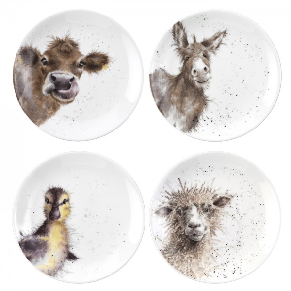 Royal Worcester Wrendale Designs Teller-Set, Esel, Ente, Kuh, Schaf (WN4093-XW) 16,5cm