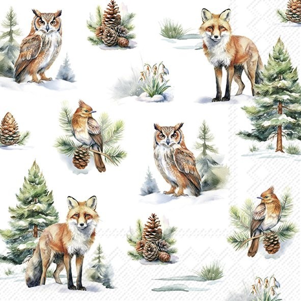 Ihr Winter Wildlife L1121100 Lunch-Servietten 33 x 33 cm