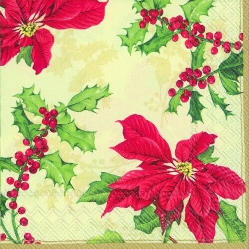 Ihr Floral Christmas, cream L 24060 20 Lunch-Servietten 33 x 33 cm