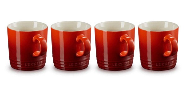 Le Creuset Steinzeug 79113350600000 4er-Set Becher 0,35L - Kirschrot