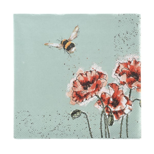 Wrendale Servietten K027 &quot;Flight of the Bumblebee&quot; - Hummel - Lunch Servietten 33x33cm