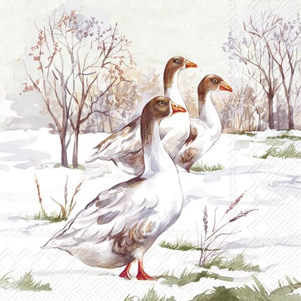IHR L-1061000 Winter Geese Lunch-Servietten 3-lagig (20 Stk.) 33 x 33 cm