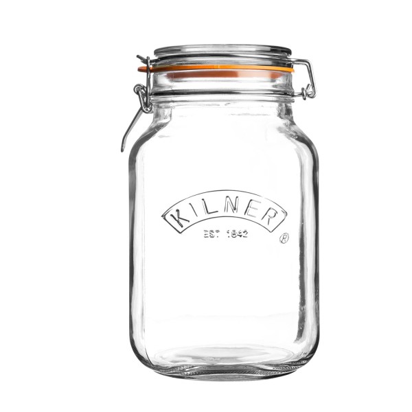 Kilner Einkochglas 0025.513 Quadratisches Bügelverschluss Glas, 2l