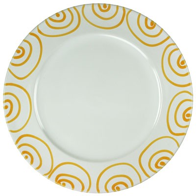 Gmundner Keramik Gelbgeflammt Speiseteller m. Fahne Gourmet (TFGO27) 27 cm