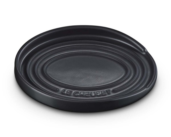 Le Creuset Steinzeug 71507150000099 Löffelablage oval 16cm - Schwarz Matt