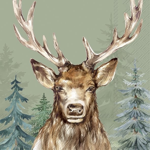 Ihr The Woodland King Green L1118420 Lunch-Servietten 33 x 33 cm