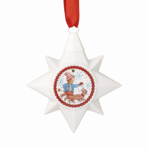 Hutschenreuther Sammelkollektion 25 Weihnachtsspiele Porzellan-Ministern 7cm - Mädchen mit Hund