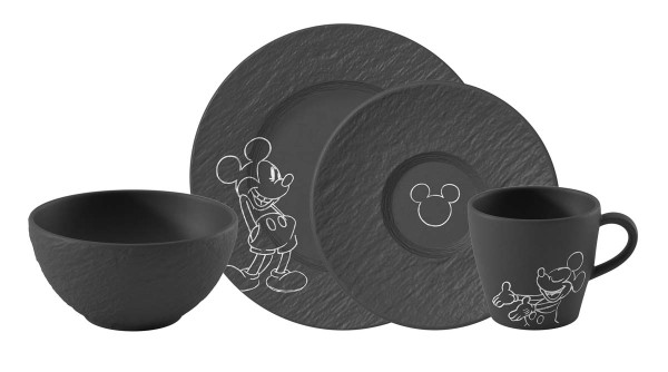 Villeroy &amp; Boch Manufacture Rock - Mickey Mouse 1047198704 Frühstücks-Set, 4-teilig