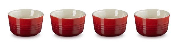 Le Creuset Steinzeug 79109100600000 4er-Set Mini Förmchen 8cm 0,1L - Kirschrot