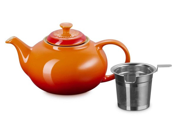 Le Creuset Steinzeug 70704000900009 Teekanne mit Edelstahl-Siebeinsatz 1,3L - Ofenrot