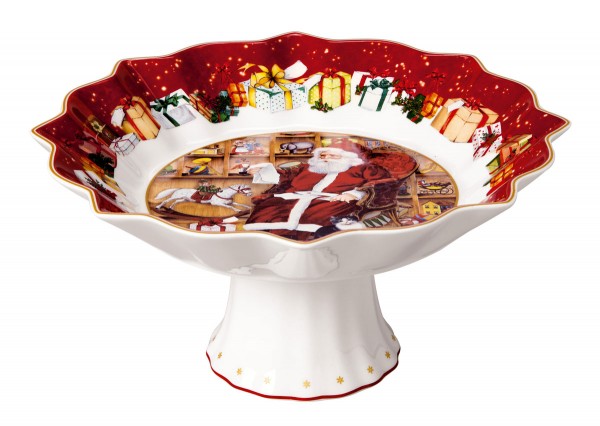 Villeroy &amp; Boch Toy´s Fantasy 1483323601 Schale auf Fuß, Santa liest Wunschzettel