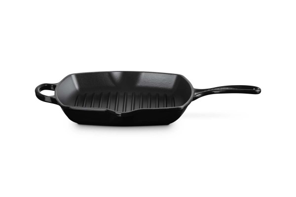 Le Creuset Gusseisen - Signature 20183261400422 Grillpfanne quadratisch 26cm - Schwarz Glänzend