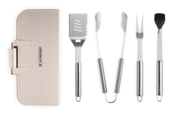 Le Creuset Küchen-Accessoires 41906001400100 Grillzubehör-Set 4tlg. aus Edelstahl inkl. Tasche