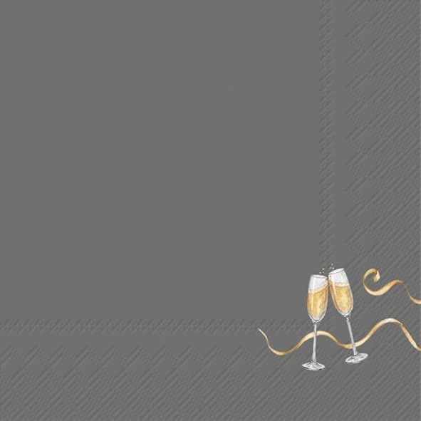 Ihr Tiny Champagne Glass Grey L1123845 Lunch-Servietten 33 x 33 cm