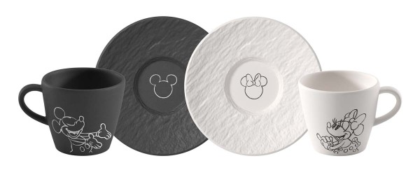 Villeroy &amp; Boch Manufacture Rock - Mickey Mouse 1047198520 Espressotasse mit Untertasse, Set 4tlg.