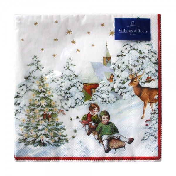 Villeroy &amp; Boch Weihnachtsservietten L886300 Annual Christmas Snow Lunch-Servietten (20 Stk.) 33x33