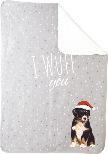 Ihr I Wuff You, grey SBT 922545 Wohndecke aus 100% Polyester, 100 x 140 cm