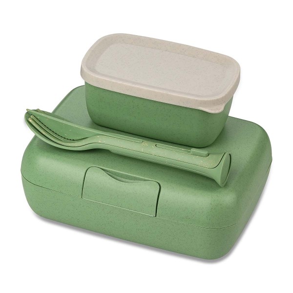 Koziol CANDY READY 7272703 Lunchbox- &amp; Besteck-Set - Nature Leaf Green