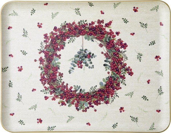 Ihr Berry Wreath cream WTL1013460 Holztablett