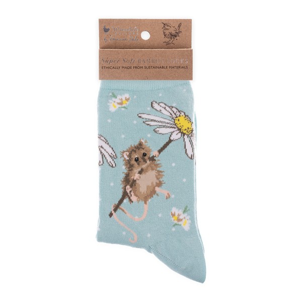 Wrendale Frauensocken SOCK011 &quot;Oops a Daisy&quot; - Maus