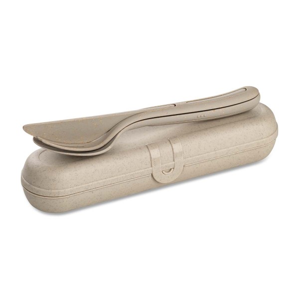 Koziol KLIKK READY 7070700 Besteck Etui + Besteckset - Nature Desert Sand