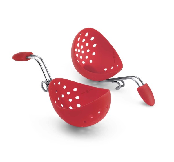 Cuisipro 747182 Silikon-Eier-Pochierer - rot, 2er Set