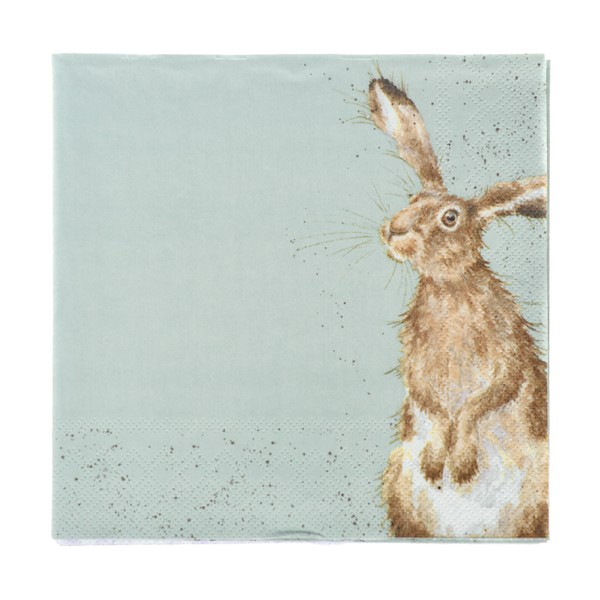 Wrendale Servietten K023 &quot;The Hare and the Bee&quot; - Hase - Lunch Servietten 33x33cm