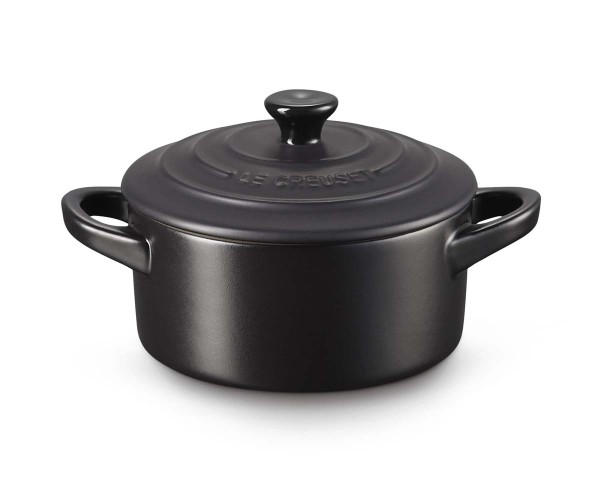 Le Creuset Steinzeug 71901100000100 Mini-Cocotte 10cm 0,25L - Schwarz Matt