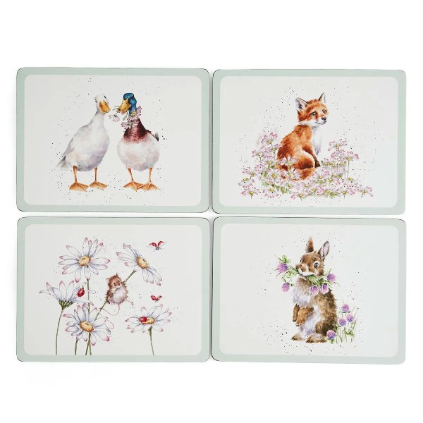Royal Worcester Wrendale Designs X0010649204 Tischsets goß, 4er Set Wildflowers 40,1 x 29,8 cm