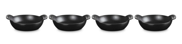 Le Creuset Gusseisen - Gourmand 20502130000425 4er-Set Mini-Cocottes flach 13cm 0,3L - Schwarz Matt