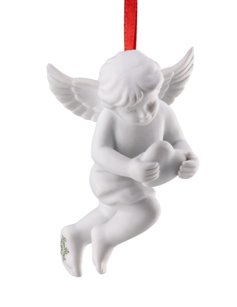 Rosenthal Engel-Anhänger Weiss matt mit Herz 7 cm (Auslauf zum 31.12.24)