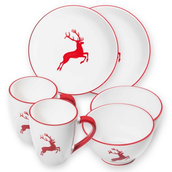 Gmundner Rubinroter Hirsch 0318HUCU06SET Hüttenfrühstück für 2 Cup