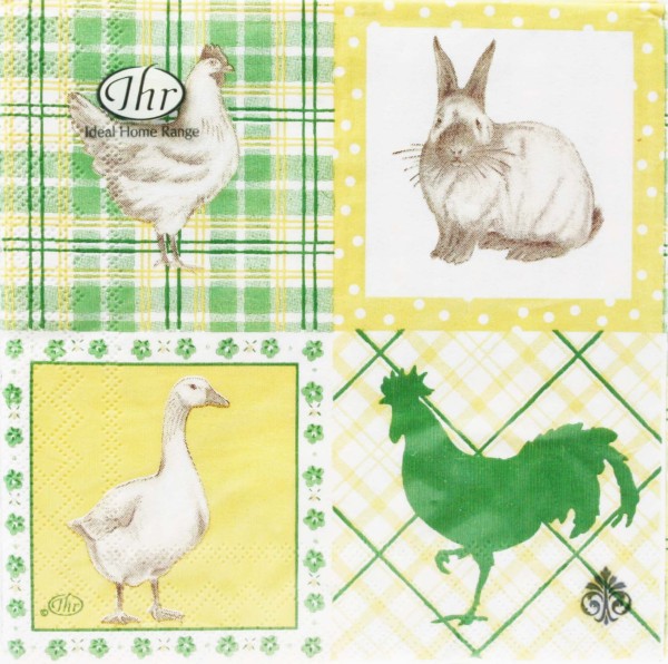 Ihr Chicks Checks, yellow C 468870 20 Cocktail-Servietten 25 x 25 cm