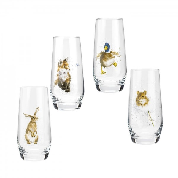 Royal Worcester Wrendale Designs Trinkglas, groß (WNA4313-XG) 4er-Set