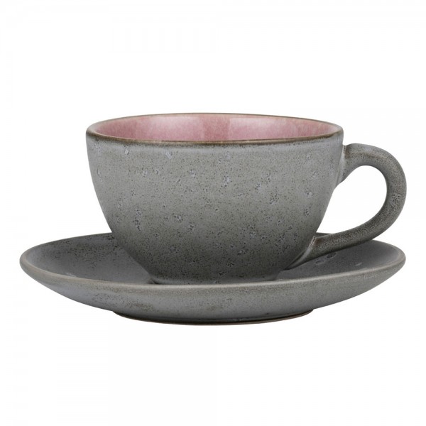 Bitz 821342 Tasse mit Untertasse 24cl Grey/Light pink