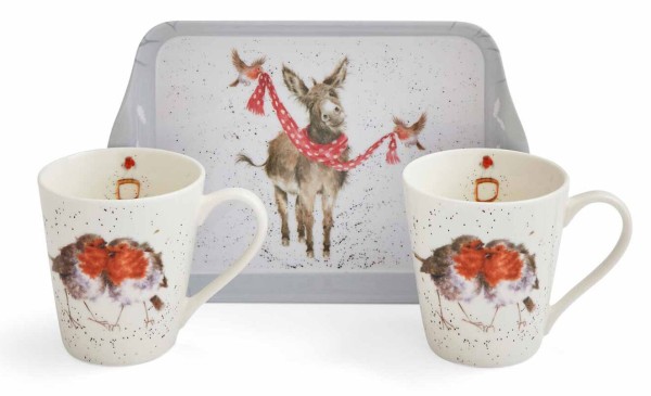 Royal Worcester Wrendale Designs Winter Friends Mug & Tray Set X0011659154