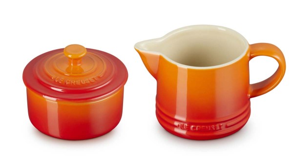 Le Creuset Steinzeug 89331000900003 Milch und Zucker Set 0,3/0,25L - Ofenrot