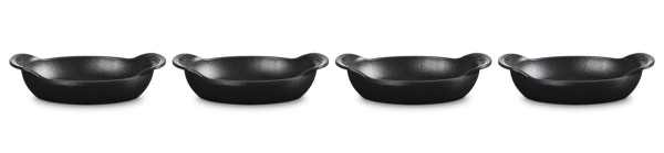 Le Creuset Gusseisen - Gourmand 20503150000425 4er-Set Mini-Backformen oval 15cm 0,3L - Schwarz Matt