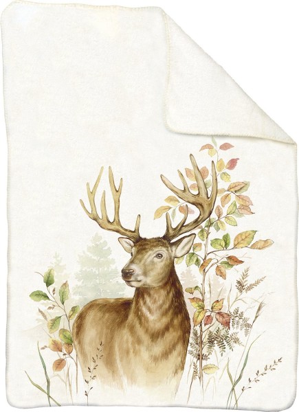 Ihr HUNTED DEER cream SBT1011860 Wohndecke (100 % Polyester) 130 x 180 cm
